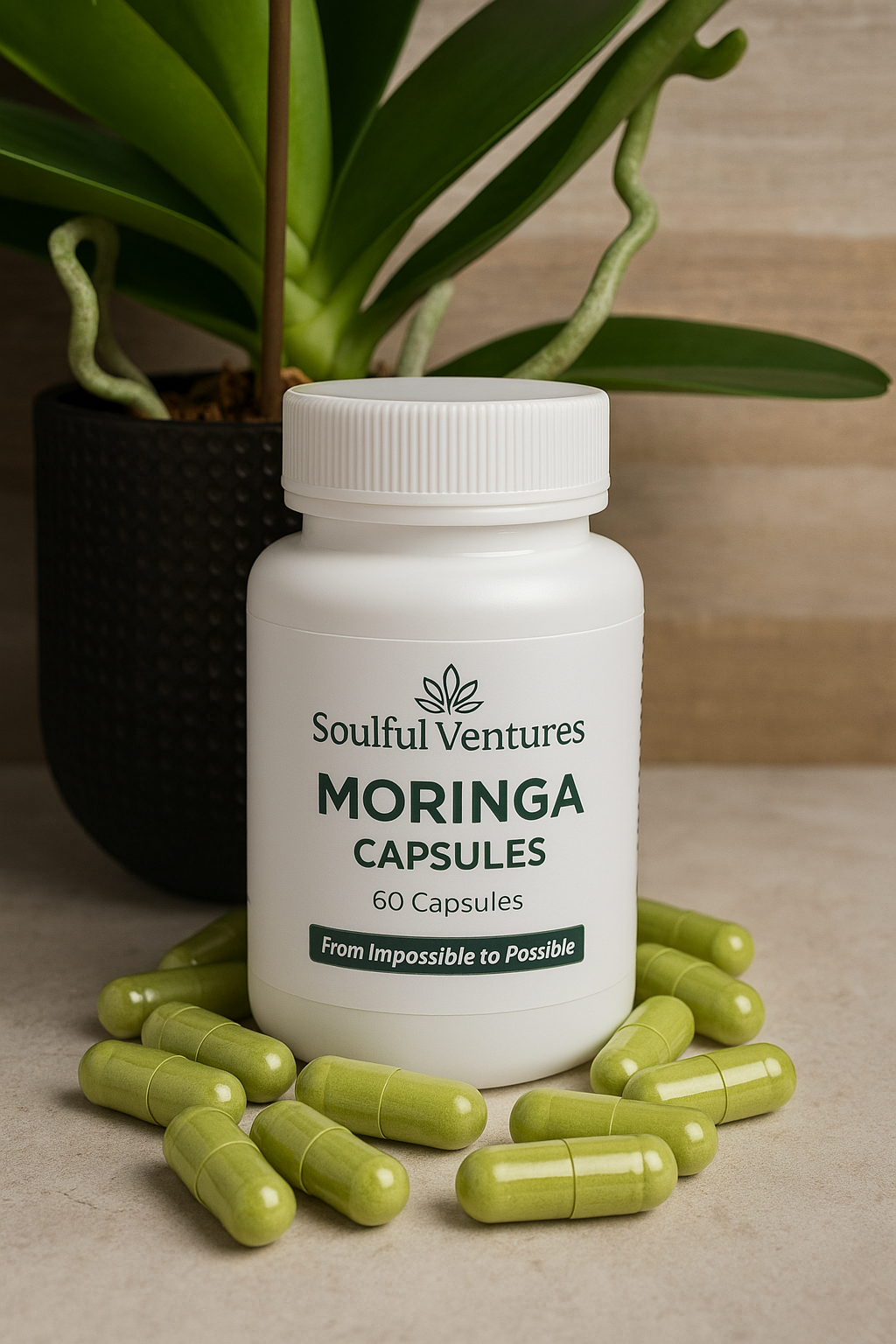 Pure Moringa Capsules 60 – Natural moringa food supplement for energy, immunity, digestion, and daily wellness support.